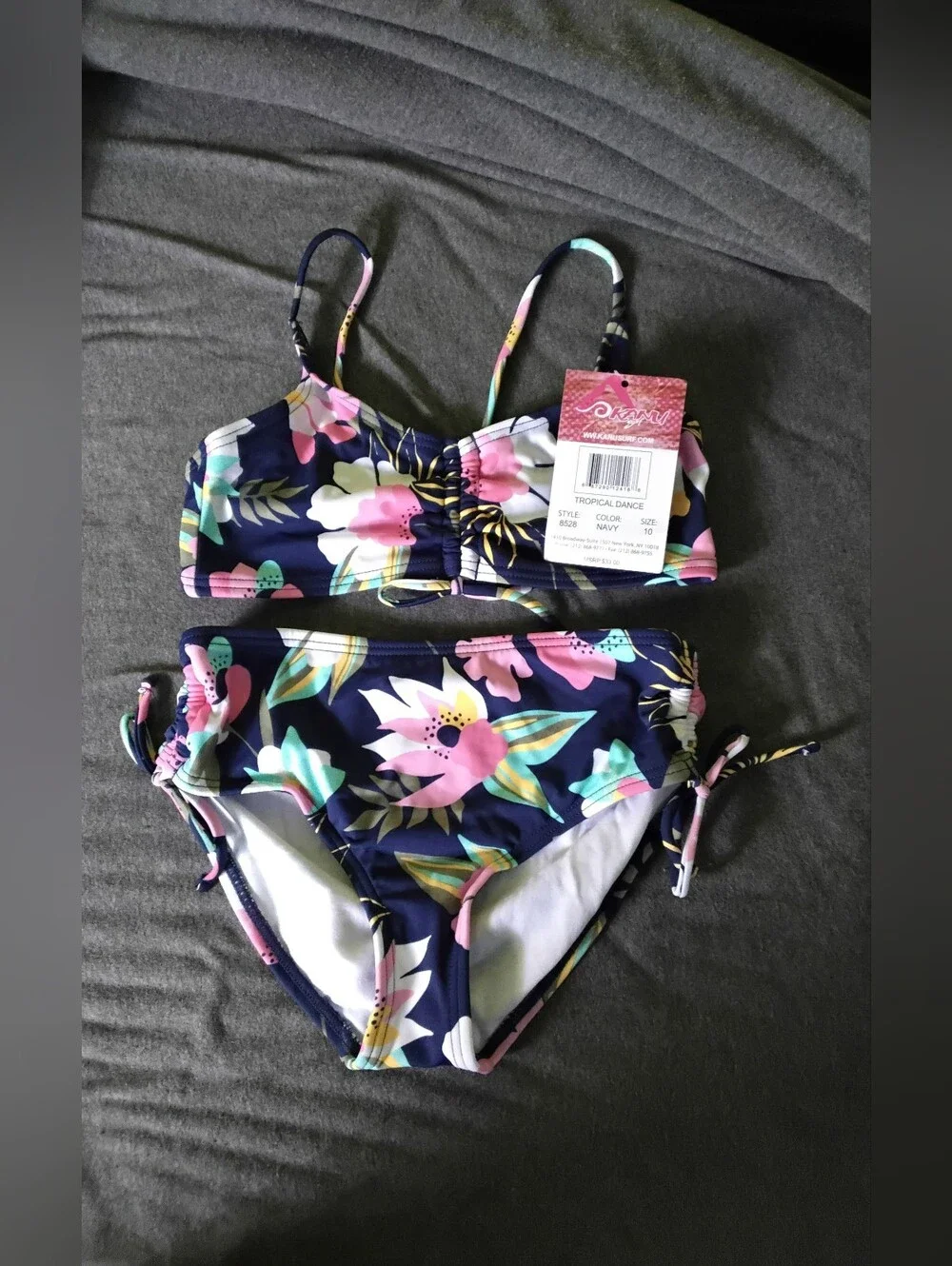 Kanu Surf Girls Size 10 Tropical Floral 2 Piece Bikini Swimsuit NWT